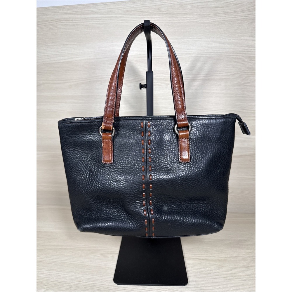 Vintage 2000s Fossil Black/Brown Pebbled Leather‎ Crossbody Boho Bag Y2K Chic